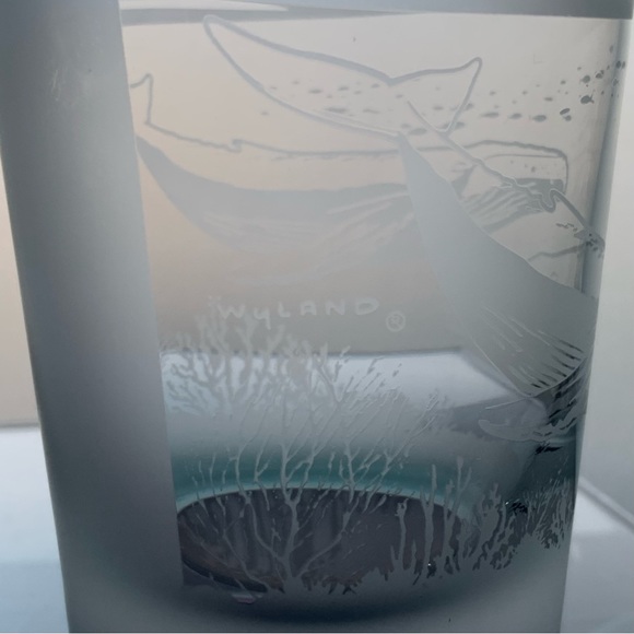Robert Wyland Rare 90s Whale & Dolphin (6) Glass Cups - Picture 7 of 13